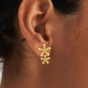 Gold Flower Stud Earrings for Women | Stainless Steel Floral Jewelry Gift